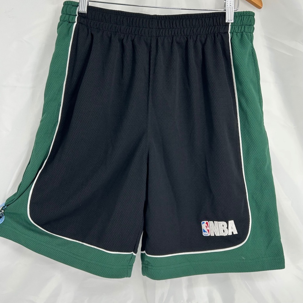 Mens Athletic Basketball Shorts Black Green Mesh Colorblock NBA Elevation Large